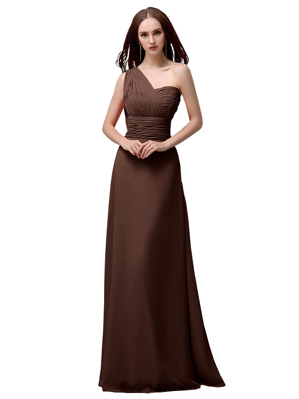 Vestidos de dama de honor únicos, sin mangas, con un solo hombro, sin tirantes, corte A y largo hasta el suelo