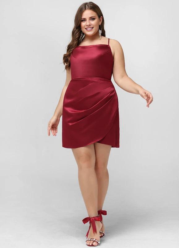 Classic Bodycon Square Neck Sleeveless Lace Up Short/Mini Homecoming Dress