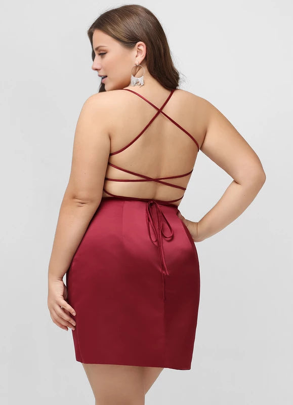 Classic Bodycon Square Neck Sleeveless Lace Up Short/Mini Homecoming Dress