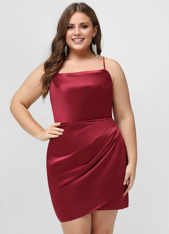 Classic Bodycon Square Neck Sleeveless Lace Up Short/Mini Homecoming Dress