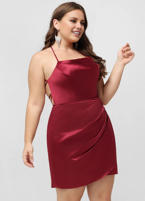 Classic Bodycon Square Neck Sleeveless Lace Up Short/Mini Homecoming Dress