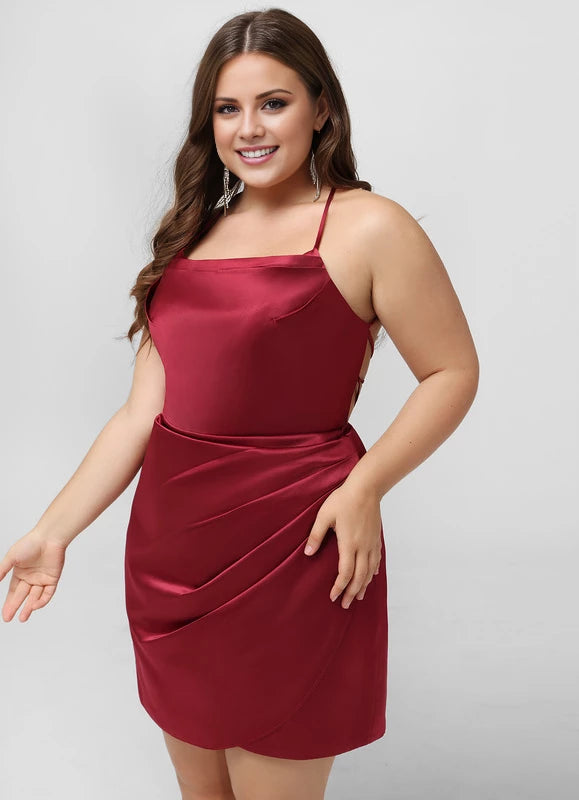 Classic Bodycon Square Neck Sleeveless Lace Up Short/Mini Homecoming Dress