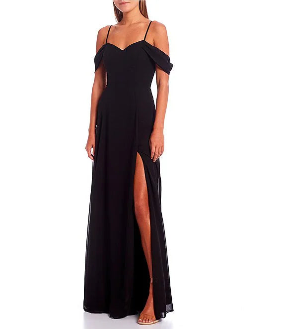 Burgundy Chiffon A-Line Floor-Length Bridesmaid Dress with Off-the-Shoulder Drapes