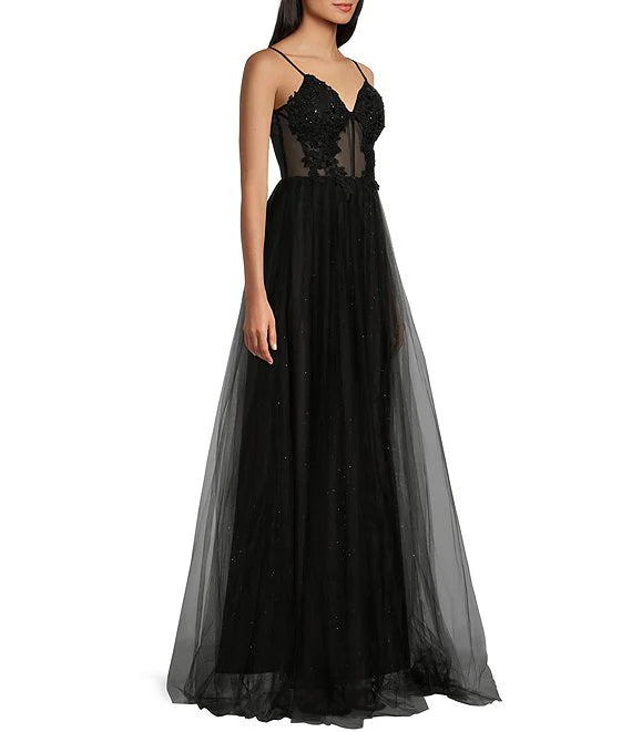 Decorative tight fitting corset prom dress