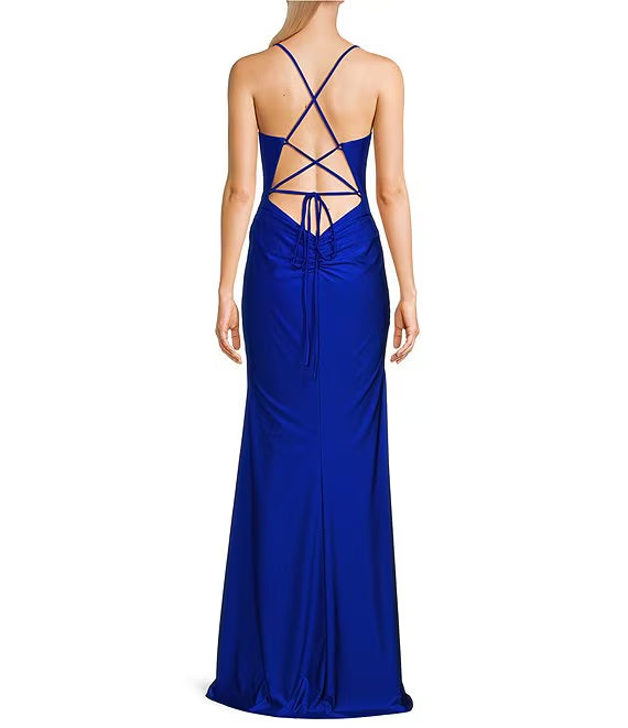 Black Satin Cowl Neck Sheath/column Floor-Length Evening Dress