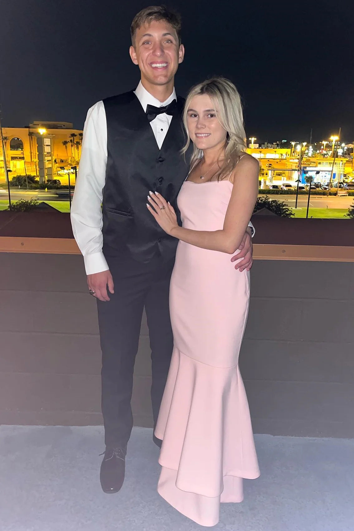 Crepe Spaghetti-Strap Square Neck Trumpet Hem Midi-Length Prom Dress