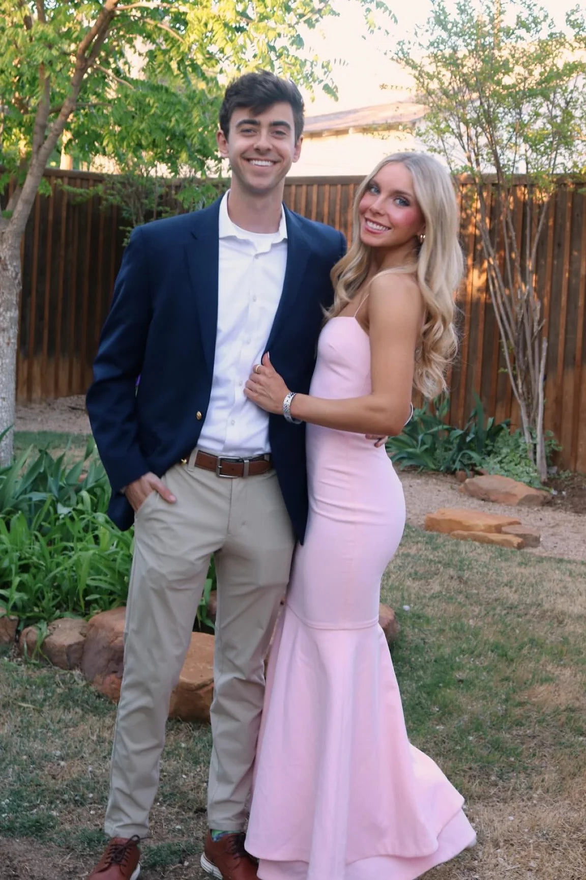 Blushing Pink Crepe Mermaid Floor-Length Bridesmaid Dress