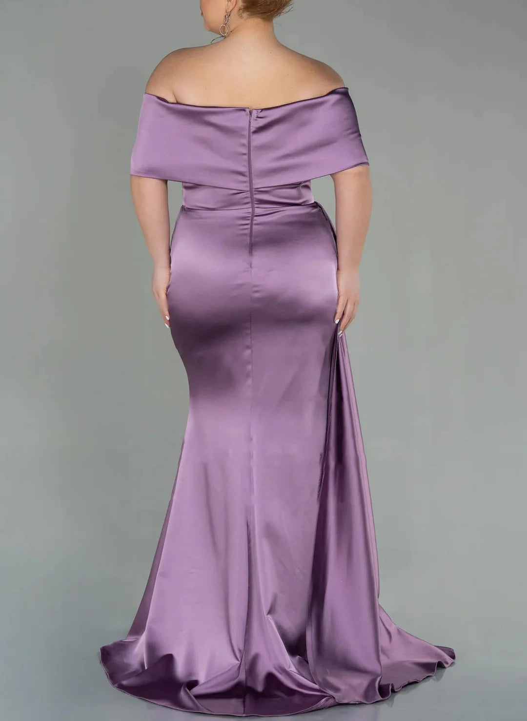 Draped Bodice Blushing Pink Satin Off-the-Shoulder Sheath/column Floor-Length Bridesmaid Dress