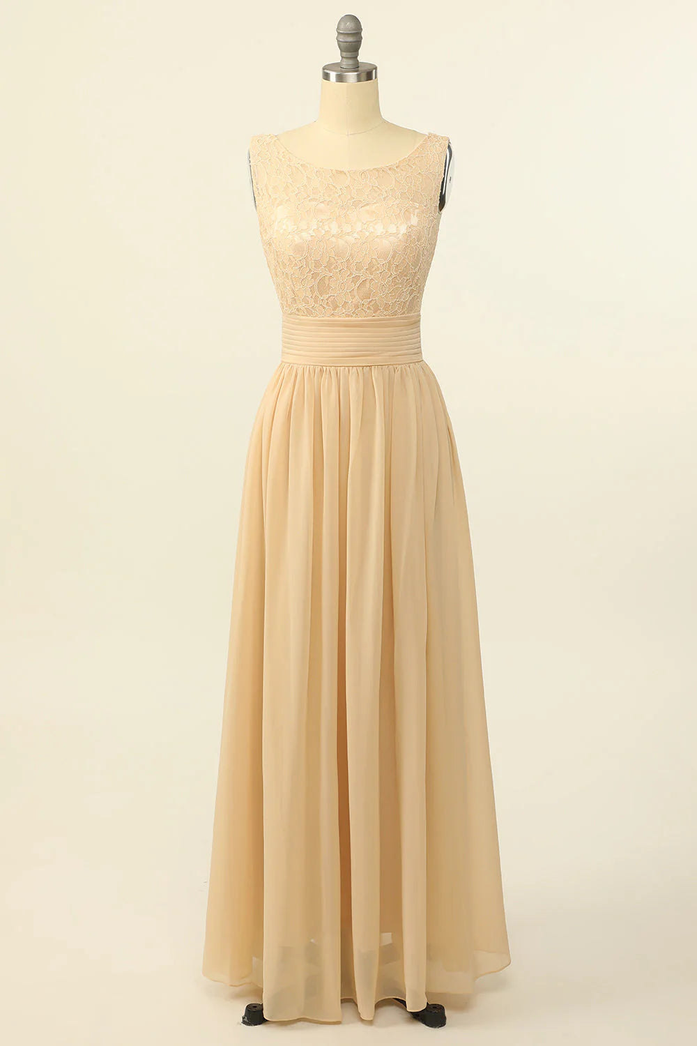 Abito da damigella lungo in pizzo chiffon rosa
