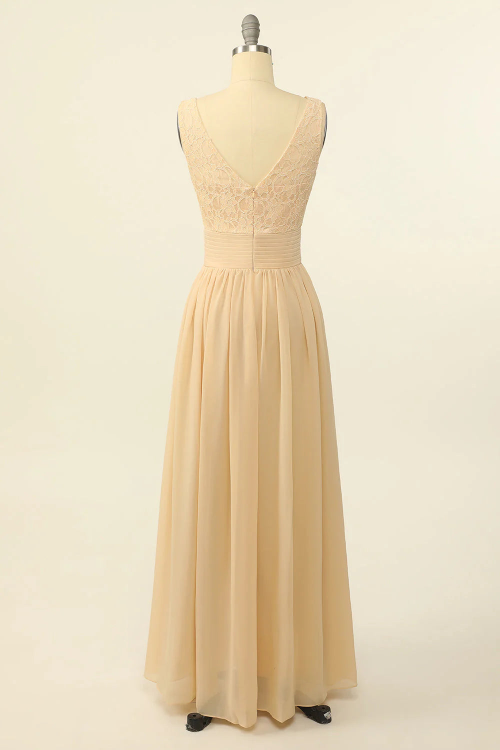 Abito da damigella lungo in pizzo chiffon rosa