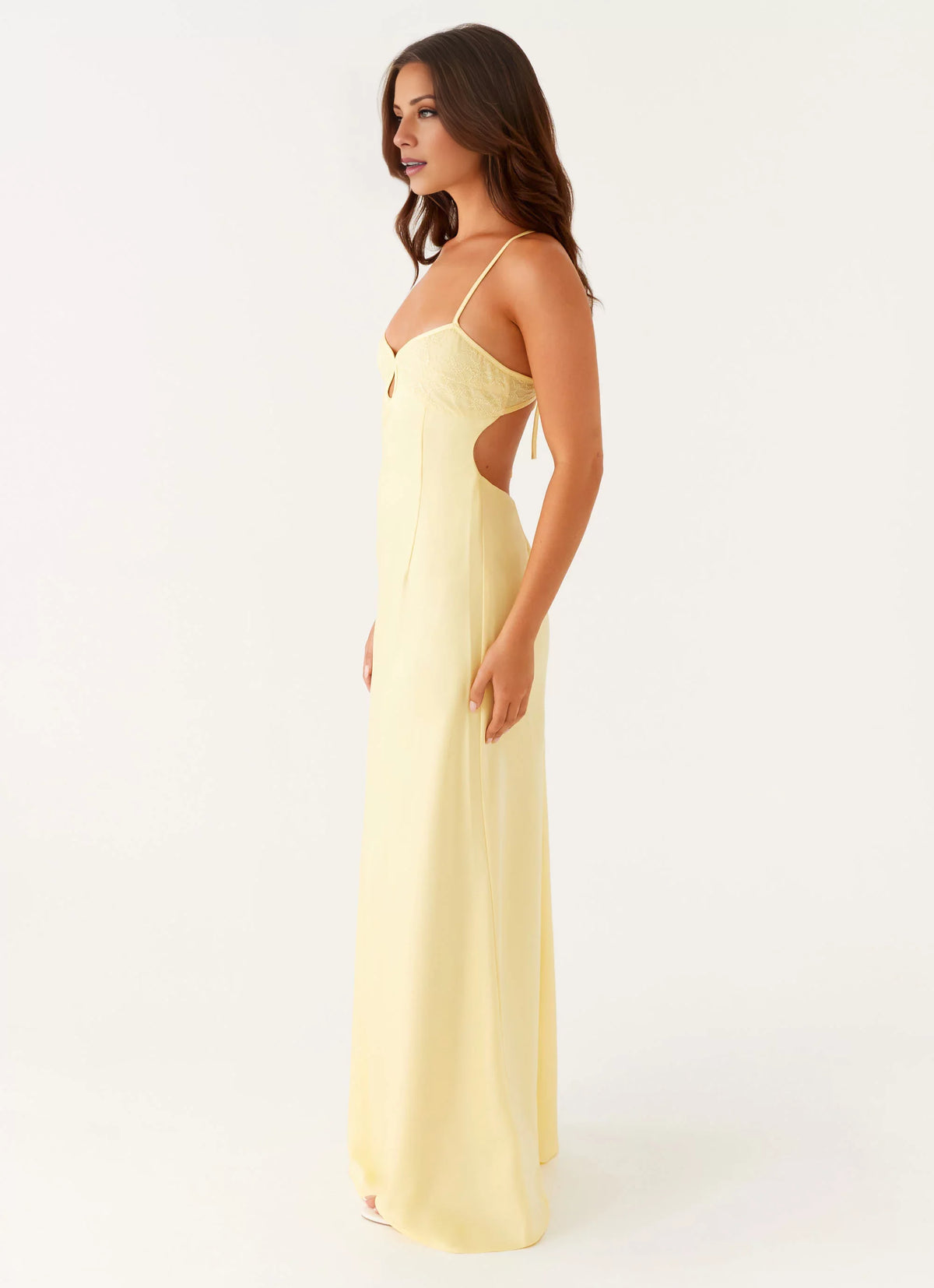 Butter Satin A-Line Floor-Length Bridesmaid Dress with Sweetheart Neckline and Keyhole Cutout