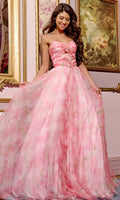 Pink Chiffon A-Line Floral Floor-Length Bridesmaid Dress with Sweetheart Neckline