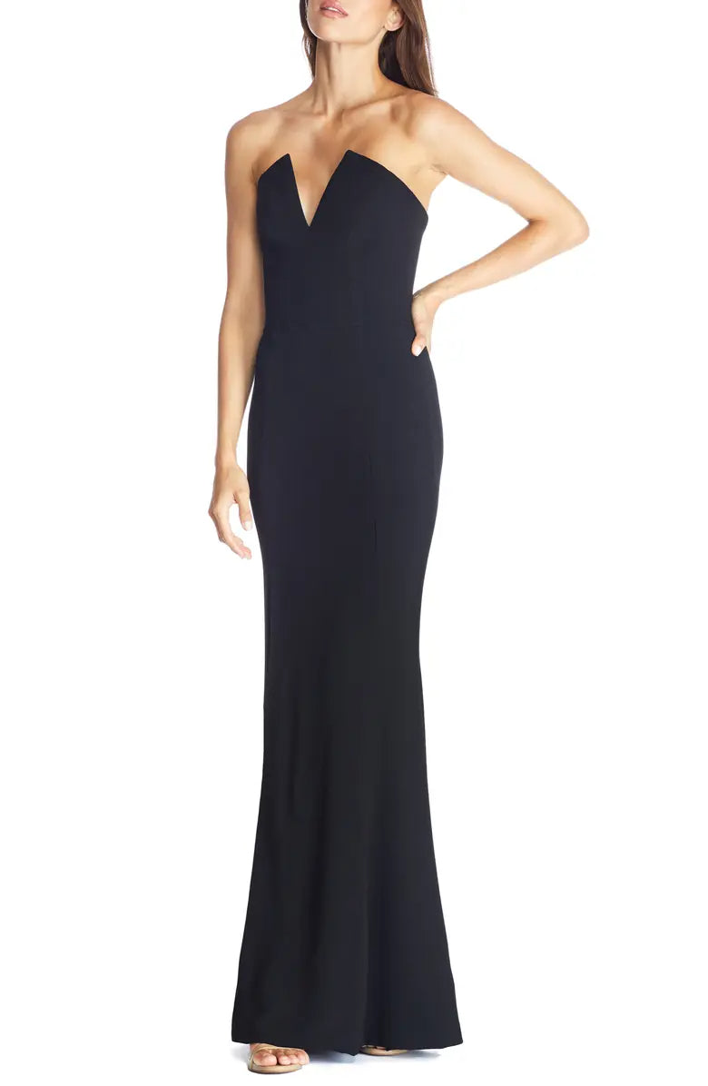 Noble strapless off shoulder and floor length strapless off back evening dress