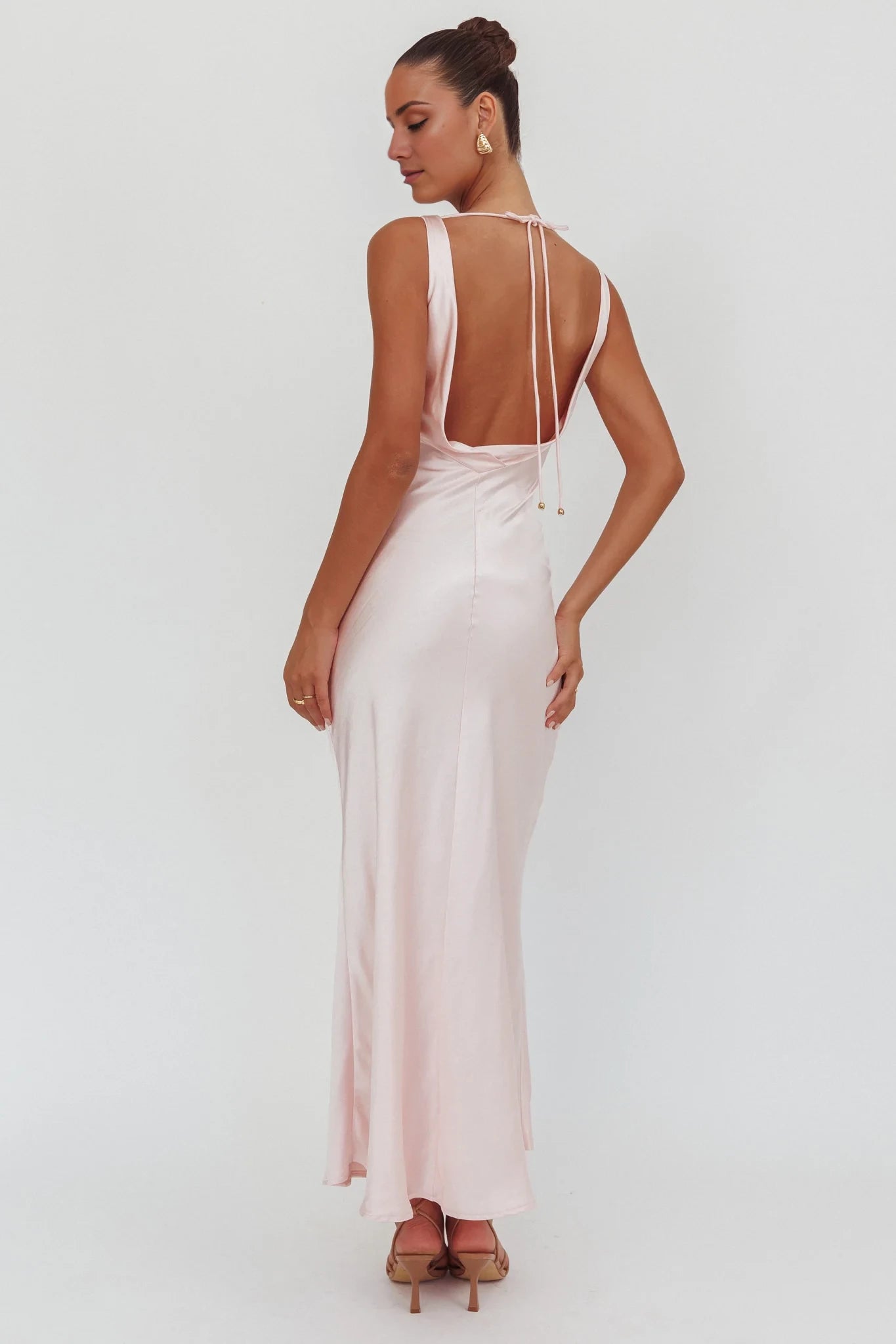 Elegant Slim Halter Neck Sleeveless Backless Floor-Length Evening Dress