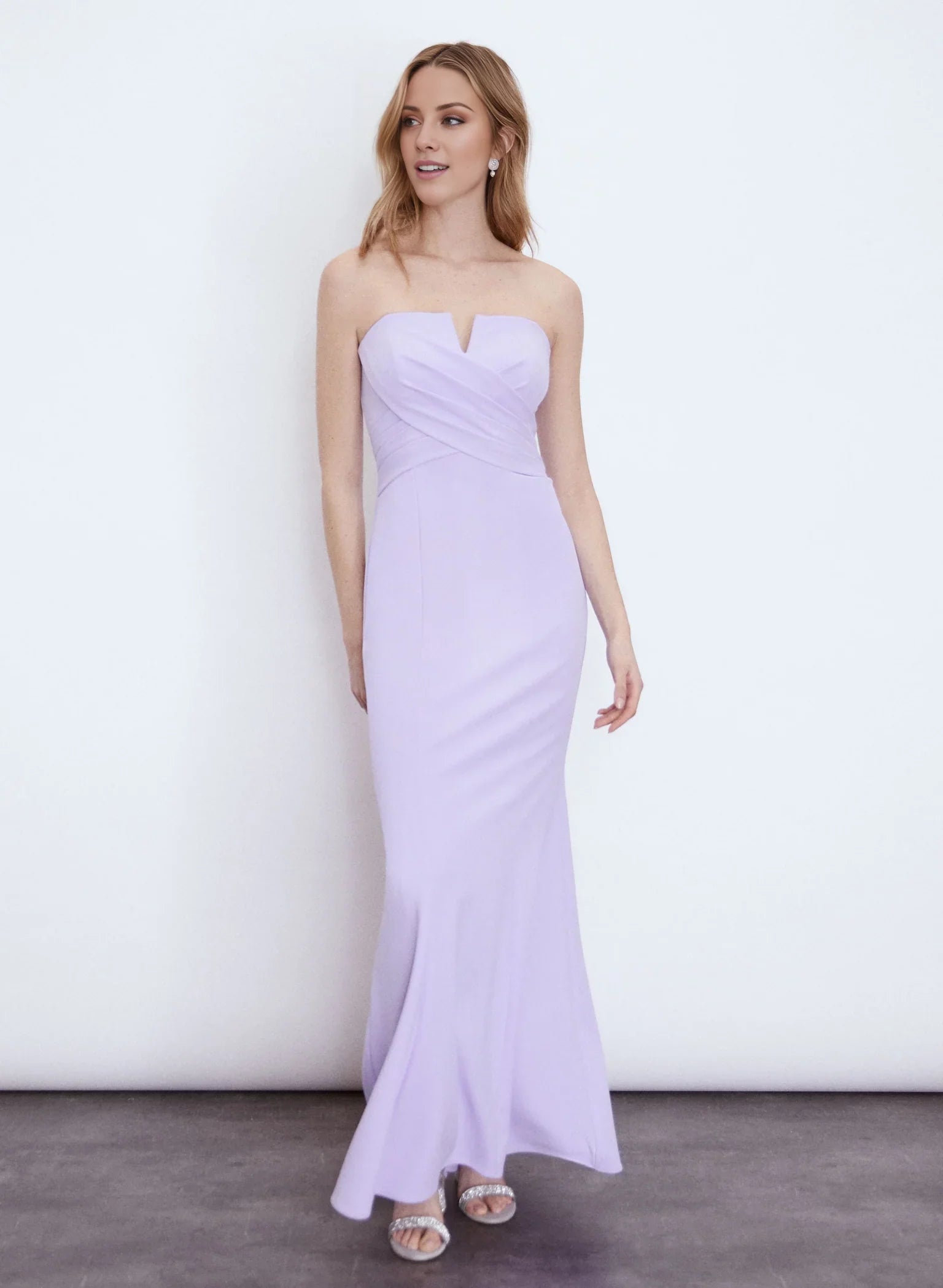 Elegant-Simple Off the Shoulder Neck Strapless Ruched Side-Slit Mermaid Floor-Length Evening Dress