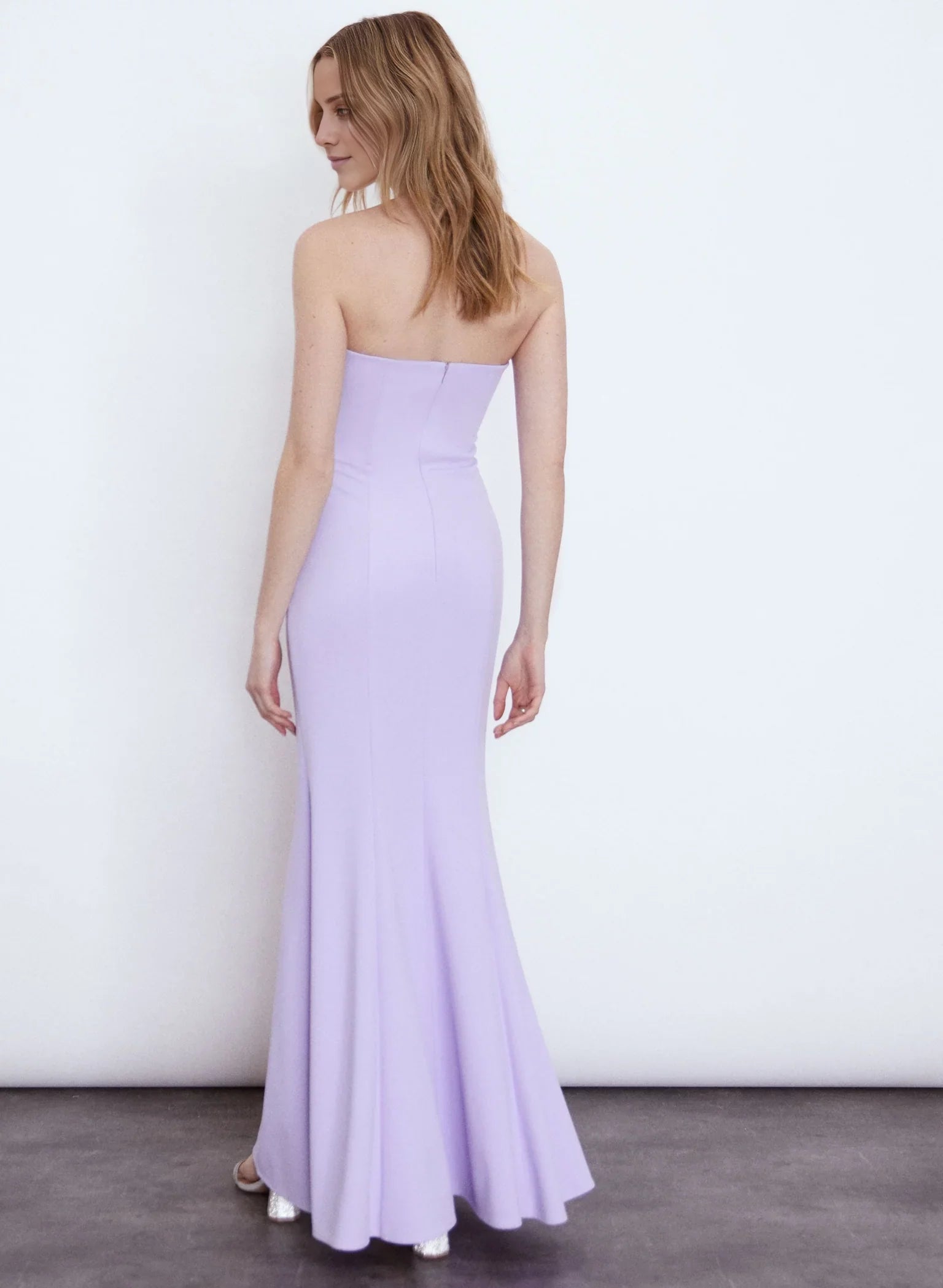 Elegant-Simple Off the Shoulder Neck Strapless Ruched Side-Slit Mermaid Floor-Length Evening Dress