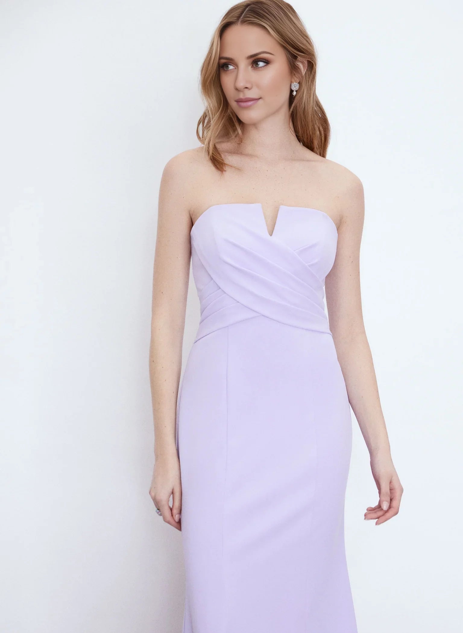 Elegant-Simple Off the Shoulder Neck Strapless Ruched Side-Slit Mermaid Floor-Length Evening Dress