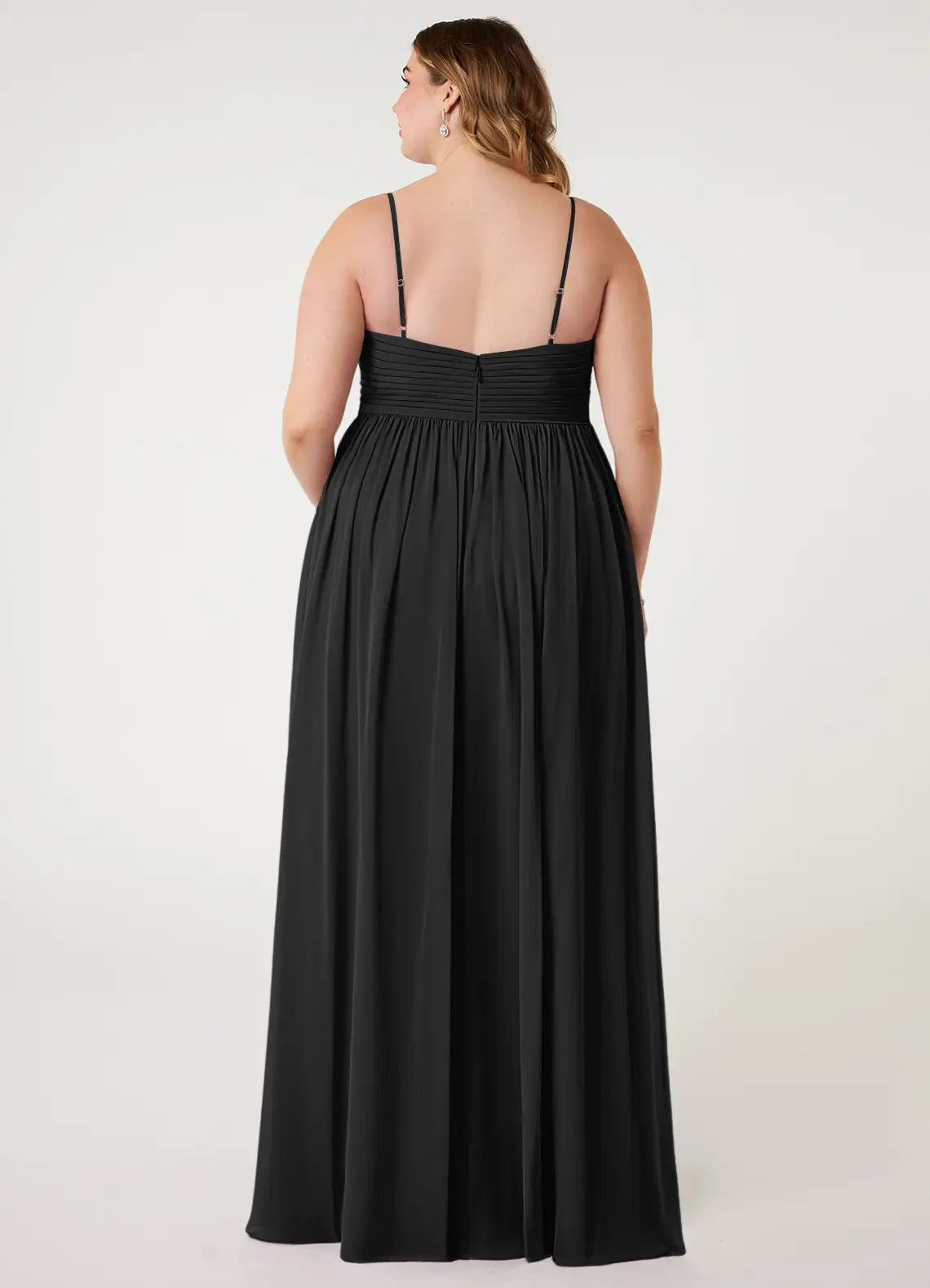 Black Chiffon A-Line Floor-Length Bridesmaid Dress with Sweetheart Neckline