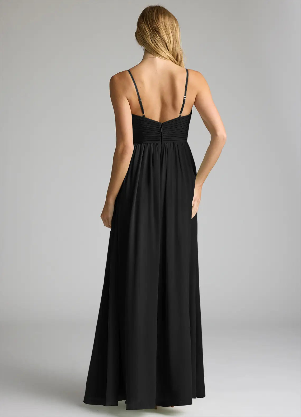 Black Chiffon A-Line Floor-Length Bridesmaid Dress with Sweetheart Neckline
