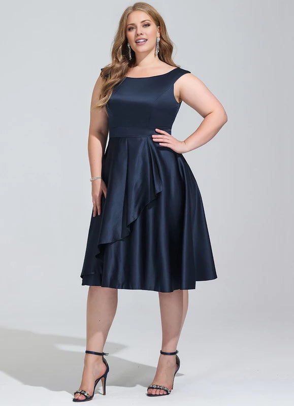 Elegant A-line Scoop Neck Sleeveless Back Zip Cascading Ruffles Knee-Length Homecoming Dress ﻿