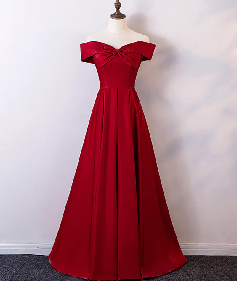 Elegant A Line Off The Shoulder Bow Front Corset Back Floor Length Evening Dress