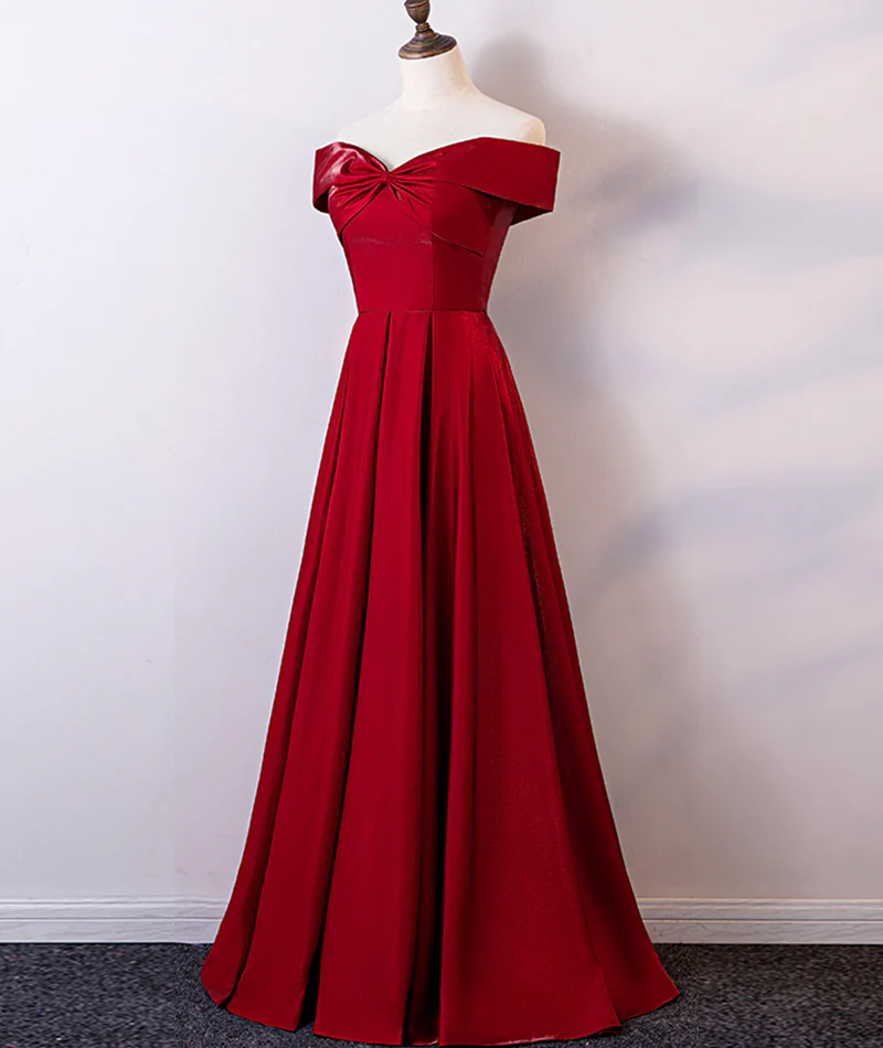 Elegant A Line Off The Shoulder Bow Front Corset Back Floor Length Evening Dress