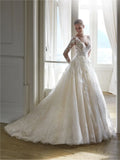 Ivory Lace A-Line Floor-Length V-Neck Dress