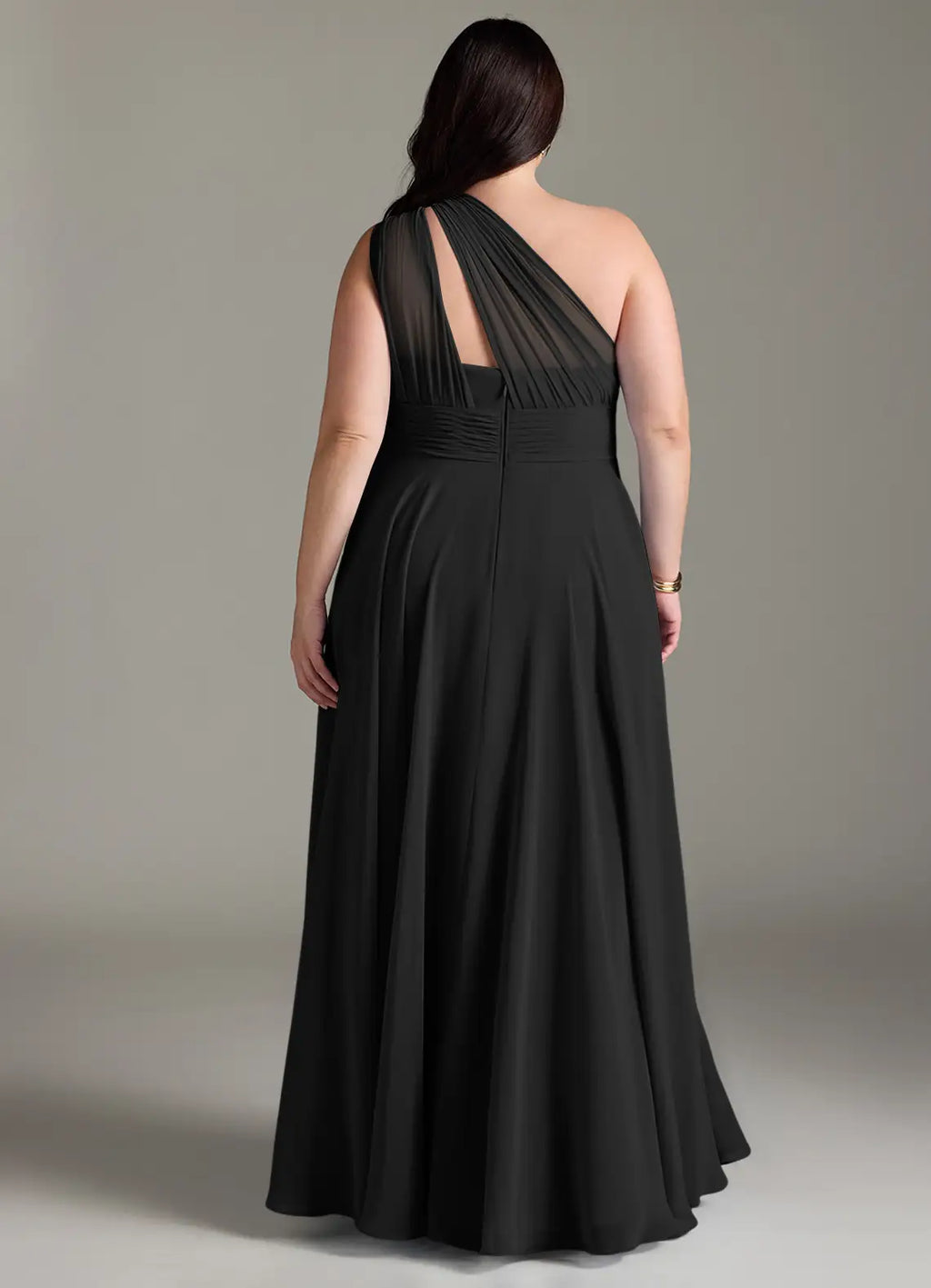 Black Chiffon Halter Backless A-Line Floor-Length Bridesmaid Dress