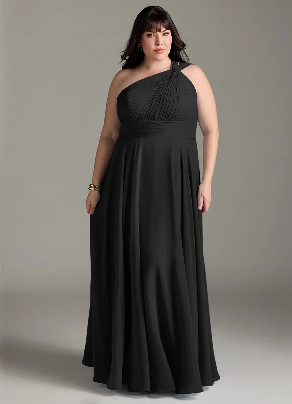Black Chiffon Halter Backless A-Line Floor-Length Bridesmaid Dress