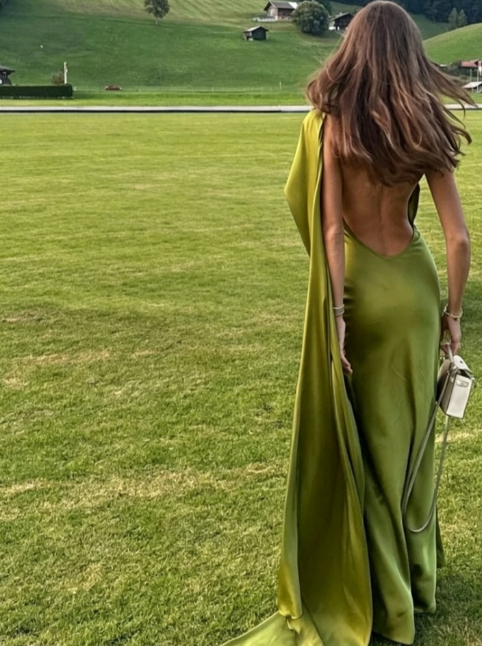 Elegant Mermaid Asymmetric One Shoulder Draped Sleeveless Open Back Floor Length Evening Dress