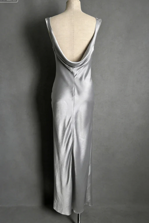 Elegant Mermaid Cowl Neck Sleeveless Floor Length Satin Evening Dress