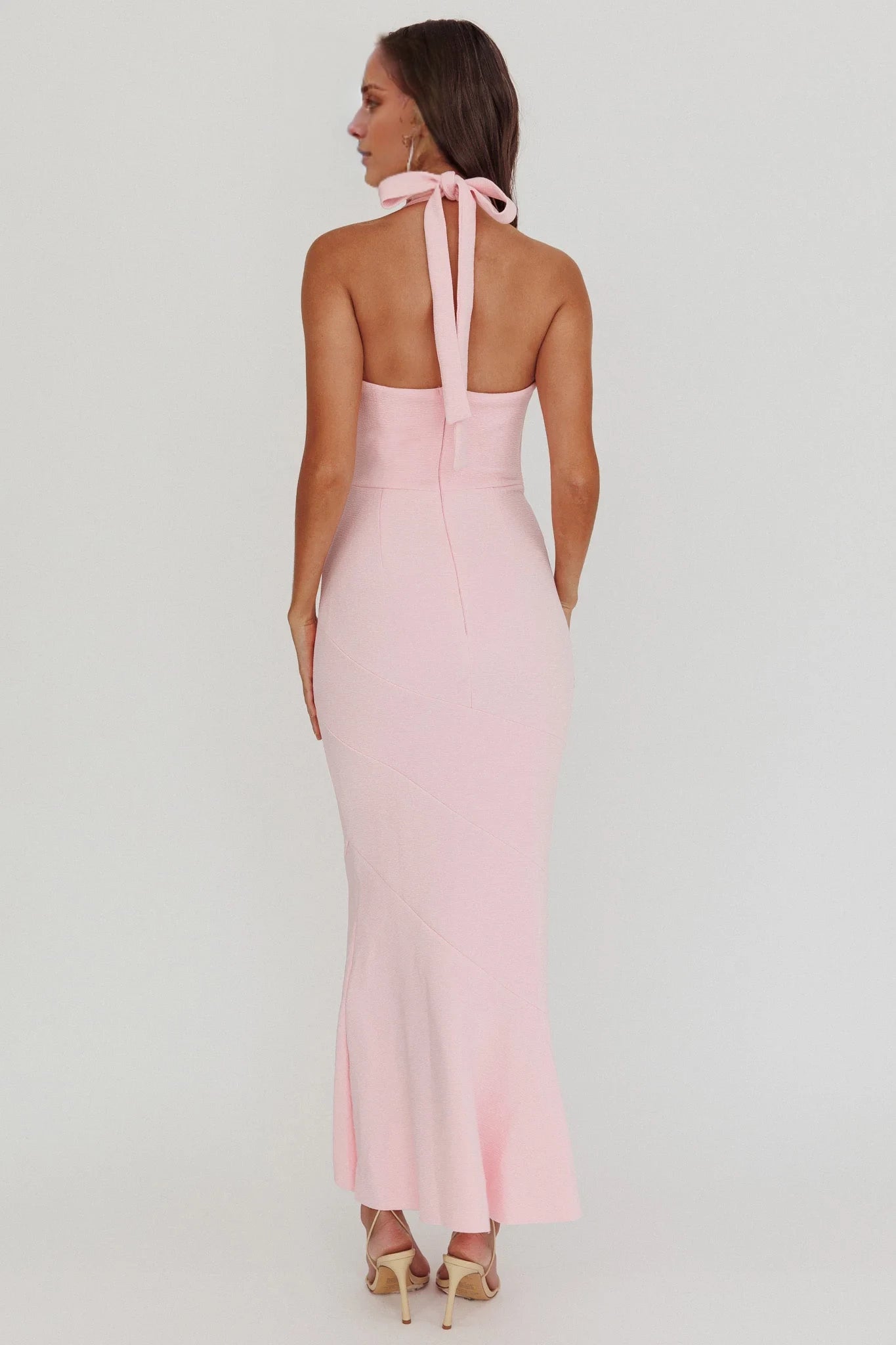 Elegant Mermaid Halter Neck Sleeveless Open Back Maxi Evening Dress