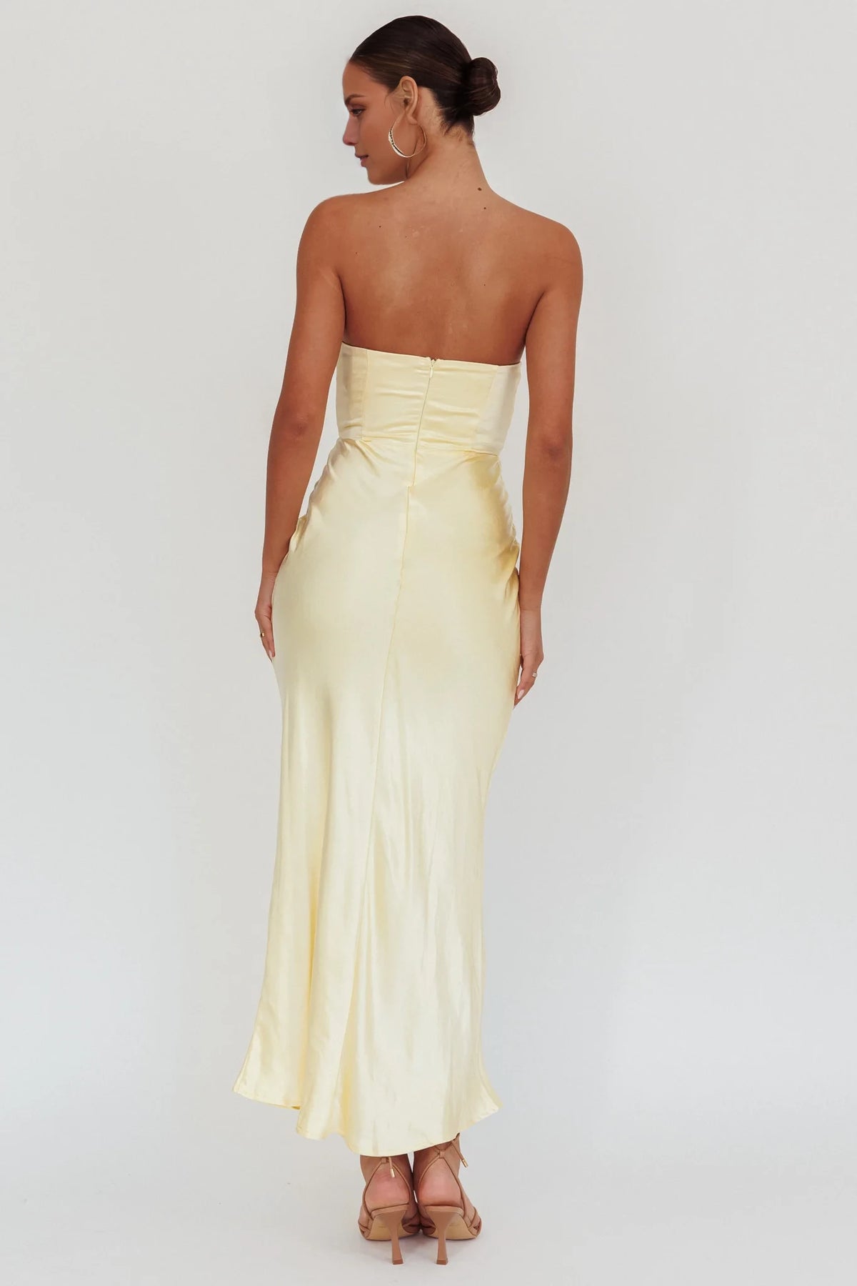 Butter Satin Straight Neck Sheath/column Floor-Length Draped Bodice Bridesmaid Dress