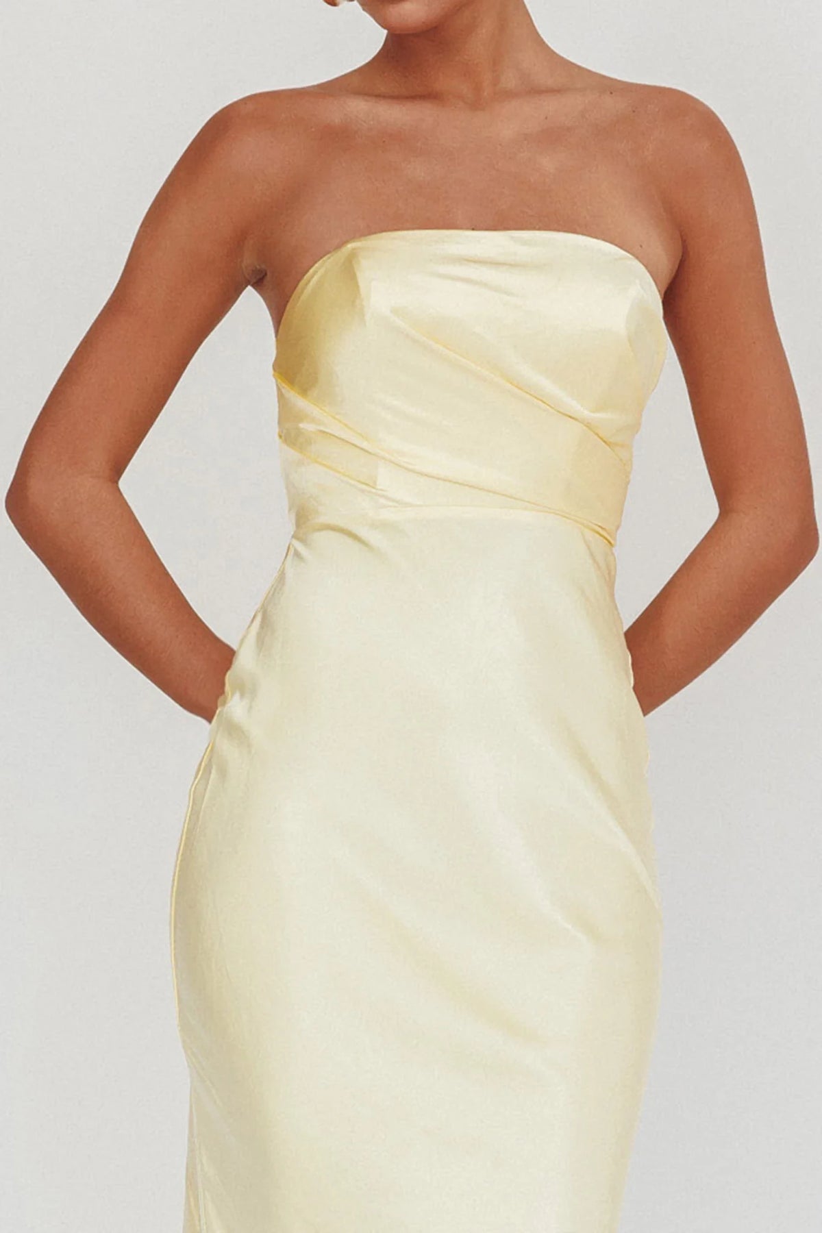 Butter Satin Straight Neck Sheath/column Floor-Length Draped Bodice Bridesmaid Dress