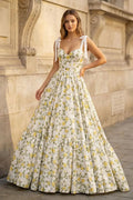 Ivory Chiffon A-Line Floor-Length Dress with Sweetheart Neckline & Tiered Skirt