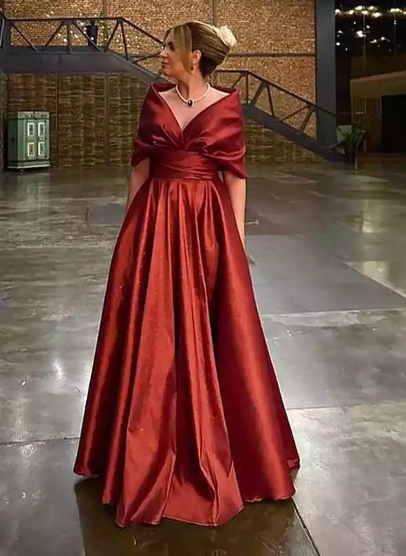 Vestido de madre de la novia con corte A/princesa y escote en V