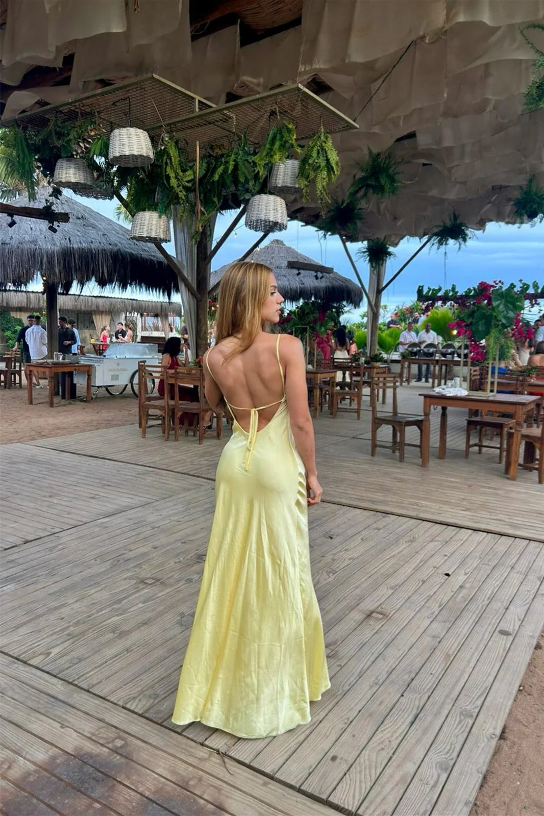 Cowl Neck Butter Satin Floor-Length Sheath/column Gown with Lace-up Back