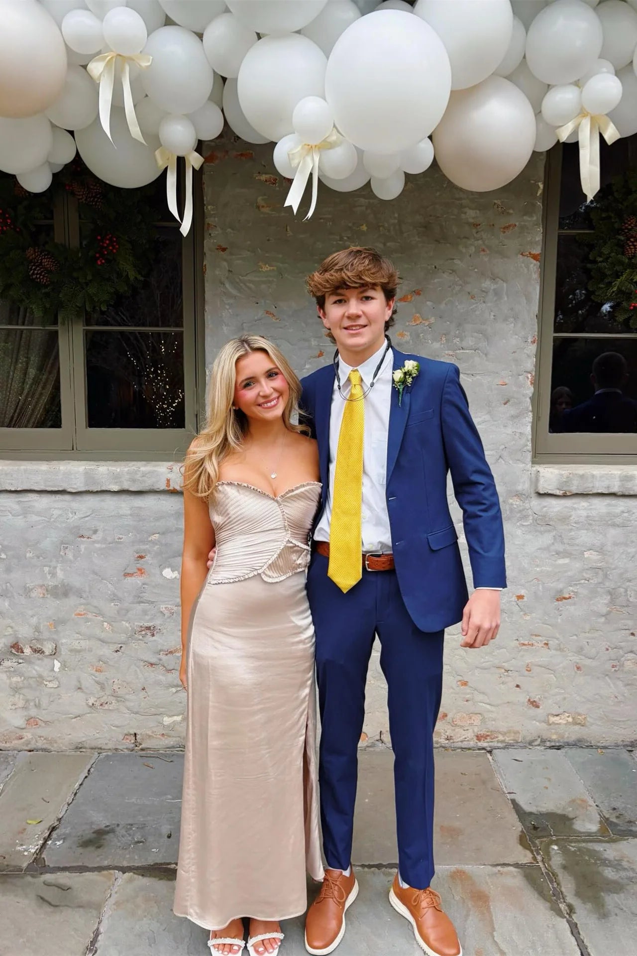 Elegant Strapless Prom Dresses with Ruched Bodice, Ruffle Trim, Side Slit and Flowing Satin Maxi Silhouette Formal Gown