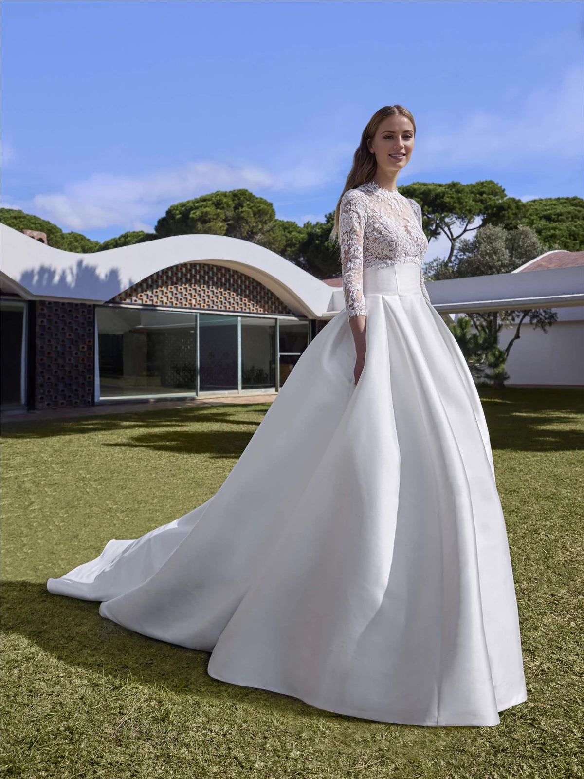 Ivory Lace A-Line Floor-Length Bridesmaid Dress