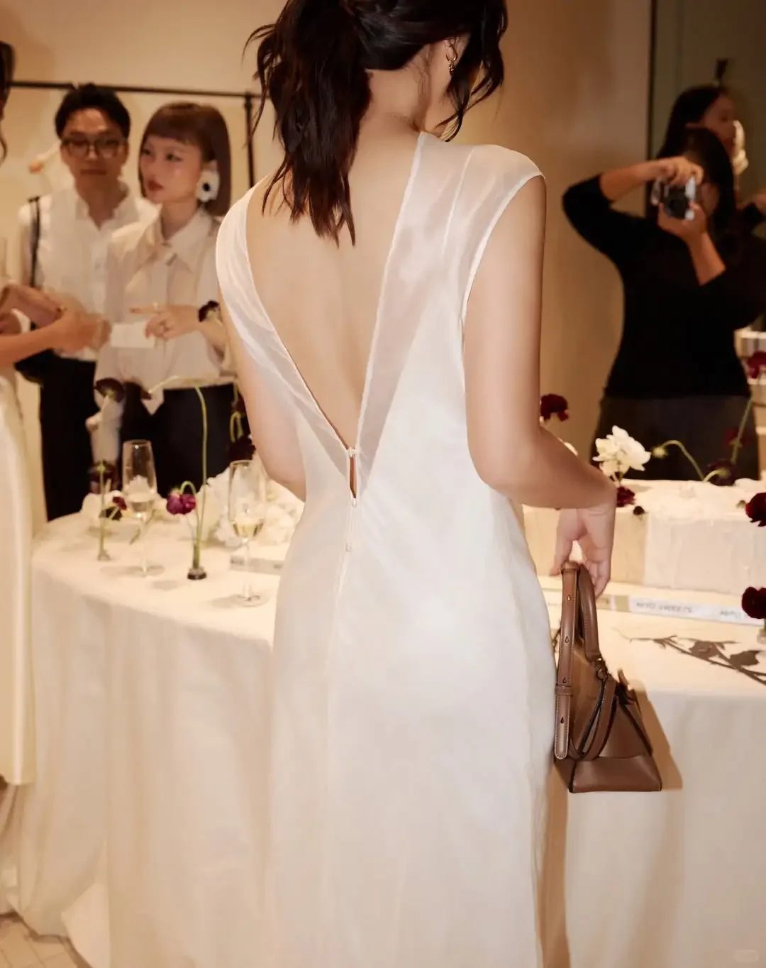 Elegant White Mermaid Sheer High Neck Cap Sleeve V Back Floor Length Evening Dresses