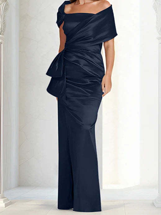 Vestidos para madre de la novia ajustados/columna con hombros descubiertos hasta el suelo