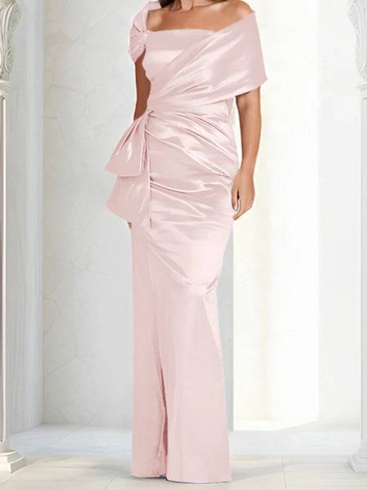 Vestidos para madre de la novia ajustados/columna con hombros descubiertos hasta el suelo