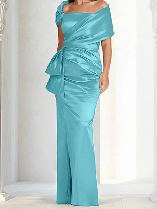 Vestidos para madre de la novia ajustados/columna con hombros descubiertos hasta el suelo