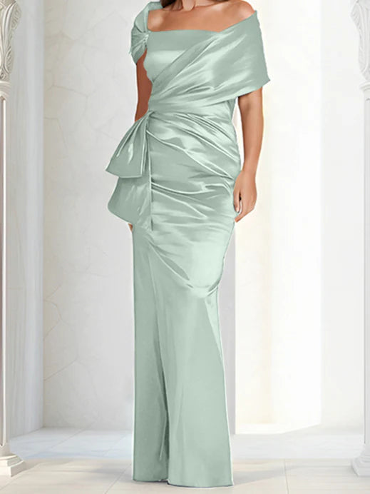 Vestidos para madre de la novia ajustados/columna con hombros descubiertos hasta el suelo