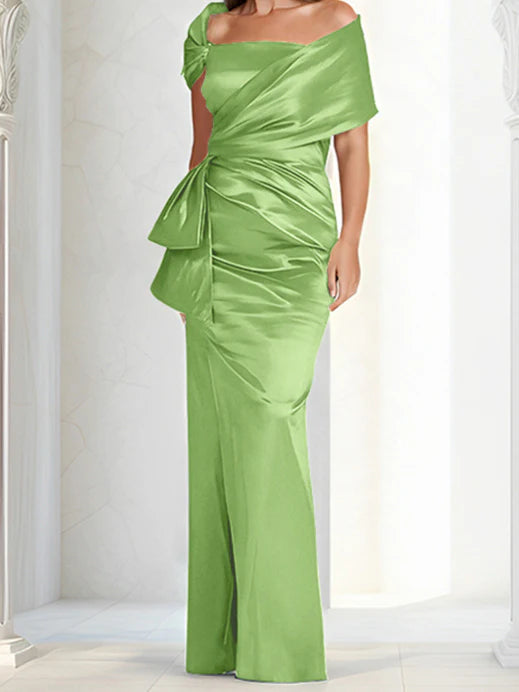 Vestidos para madre de la novia ajustados/columna con hombros descubiertos hasta el suelo