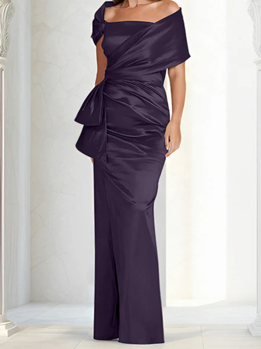 Vestidos para madre de la novia ajustados/columna con hombros descubiertos hasta el suelo