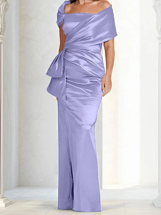 Vestidos para madre de la novia ajustados/columna con hombros descubiertos hasta el suelo