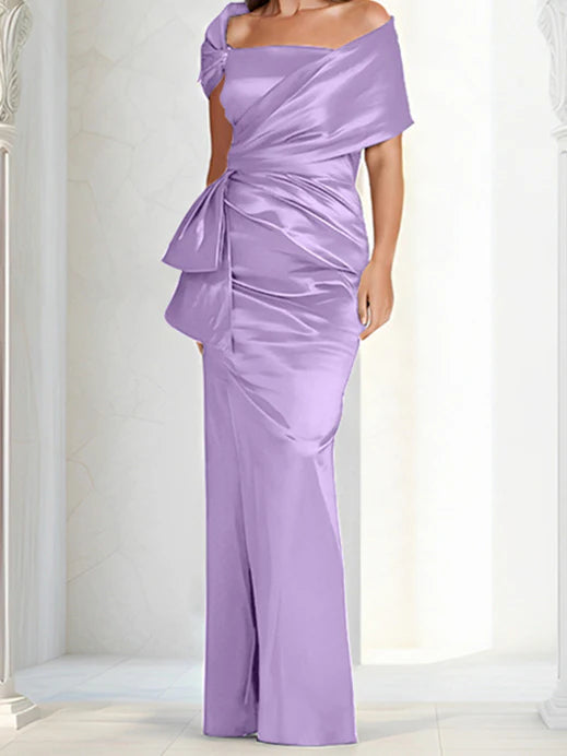 Vestidos para madre de la novia ajustados/columna con hombros descubiertos hasta el suelo