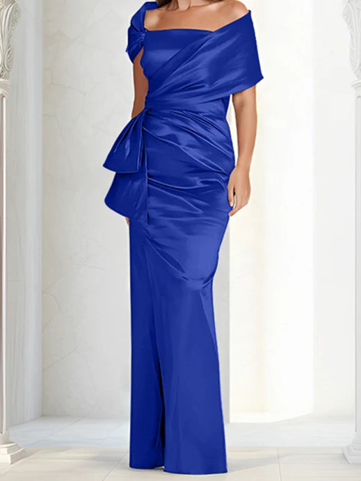 Vestidos para madre de la novia ajustados/columna con hombros descubiertos hasta el suelo