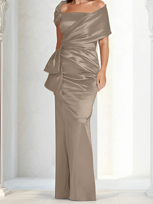 Vestidos para madre de la novia ajustados/columna con hombros descubiertos hasta el suelo